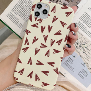 Minimale Burgund- und Creme-Herzen zum Valentinsta iPhone 15 Pro Hülle