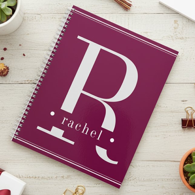 Minimale Burgundy & White Monogram Planer (Von Creator hochgeladen)