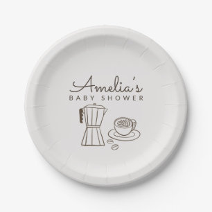Minimale Café-Themen-Baby-Party Pappteller