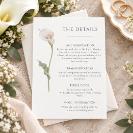 Minimale Calla-Lilie Elegante Hochzeitsdetails Begleitkarte