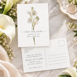 Minimale Calla-Lilien-Hochzeit - Rettet das Datum Postkarte