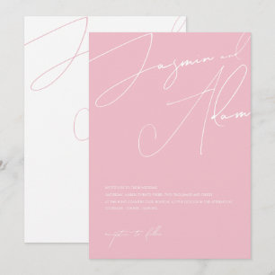 Minimale Candy Pink Schrift-Typografie Hochzeit Einladung