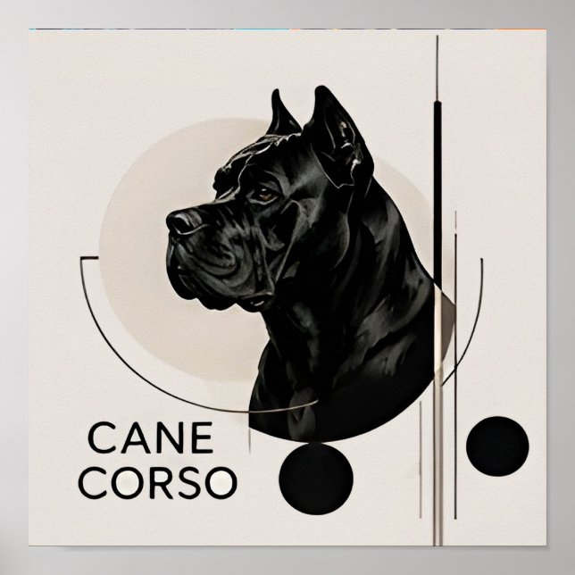 Minimale Cane Corso Moderne Hundeporträt Poster (Vorne)