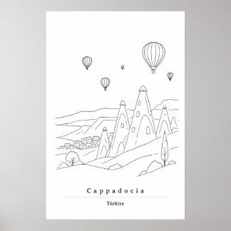 Minimale Cappadocia Türkei Linienkunst Druck | Hei Poster