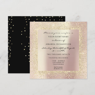 Minimale Champagner Gold Schwarze Konfetti Rose Er Einladung