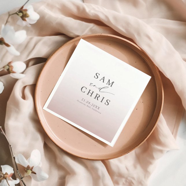 Minimale Chic Roségold-Monogramm-Hochzeit Serviette (Von Creator hochgeladen)