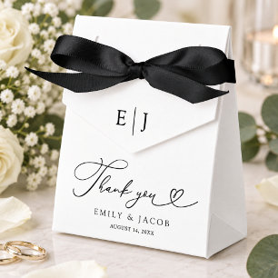 Minimale Chic-Schwarz-Weiß-Monogramm-Hochzeit Geschenkschachtel