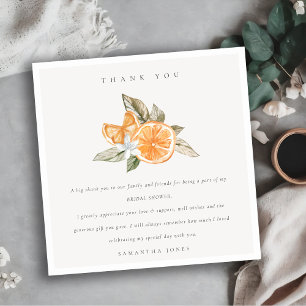 Minimale Citrus-Orange Botanical Boho-Brautparty Dankeskarte