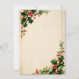 Minimale Creme-Karte mit Holly-Ecken Einladung