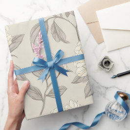 Minimale Creme-Pfingstrose Weiße Blumengestaltung Geschenkpapier