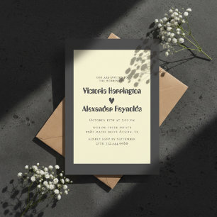 Minimale Creme-Typografie-Hochzeitseinladung Einladung