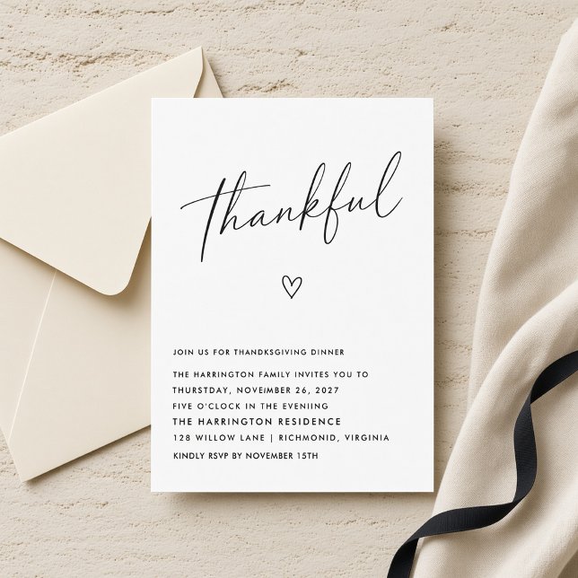 Minimale dankbare Thanksgiving-Dinner-Einladung Einladung (Von Creator hochgeladen)