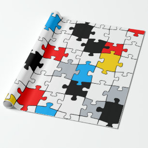 Minimale De Stijl Jigsaw Puzzle Farbzusammensetzun Geschenkpapier