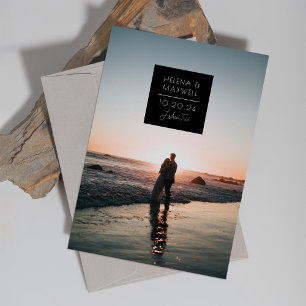 Minimale Deco-Foto-Save-the-Date-Karte in Gold Folieneinladung