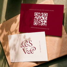Minimale Deep Burgundy Schriftliche QR-Code-Hochze