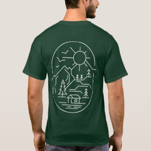 Minimale Design-Front hinten in der Bergkabine T-Shirt