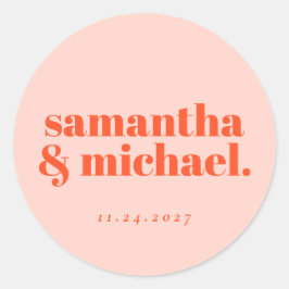 Minimale Design Orange Pink Typo Willkommen Runder Aufkleber