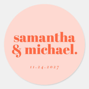 Minimale Design Orange Pink Typo Willkommen Runder Aufkleber