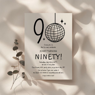 Minimale Doodle 90. Disco-Kugel Geburtstag Einladung