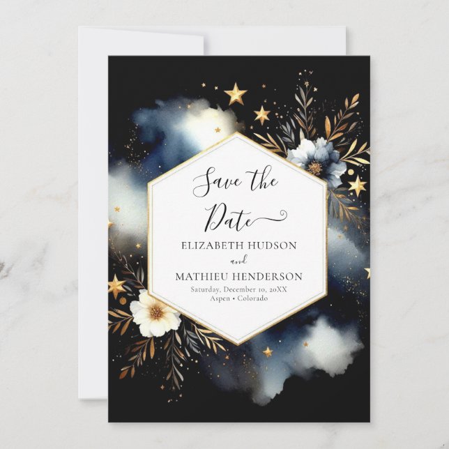 Minimale druckbare Celestial-Hochzeit Save The Date (Vorderseite)