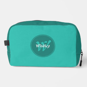 Minimale Dualfarbene Türkis-Teal-Individualname Waschbeutel