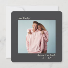minimale dunkelgraue Insta-Film-Foto-Hochzeit Save The Date
