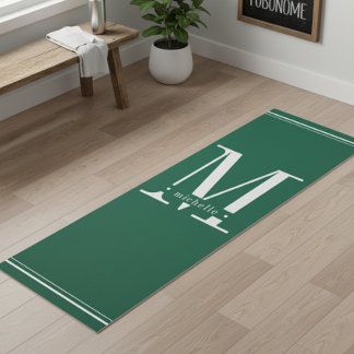 Minimale dunkelgrüne und weiße Monogramm Yogamatte