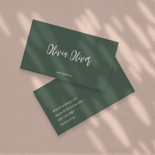 Minimale dunkle Salbei-Script-Kalligrafie Chic Mod Visitenkarte