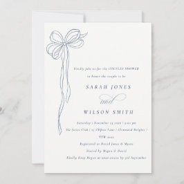 Minimale Dusky Blue Coquette-Bogen-Hochzeitsparty Einladung