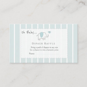 Minimale Dusty Blue Elefant Skizze Windel-Raffle Begleitkarte