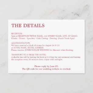 Minimale Dusty-Rose Rosa QR-Code Details Begleitkarte