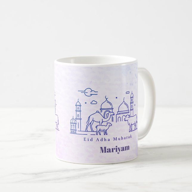 Minimale Eid al Adha Linienkunst Kaffeetasse (VorderseiteRechts)