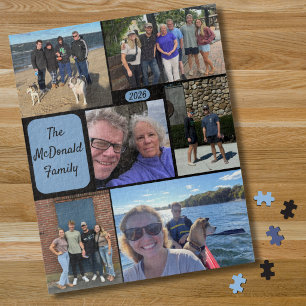 Minimale einfache Familien-6-Foto-Collage  Puzzle
