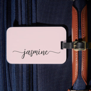 Minimale einfache feminine rosafarbene Kalligrafie Gepäckanhänger