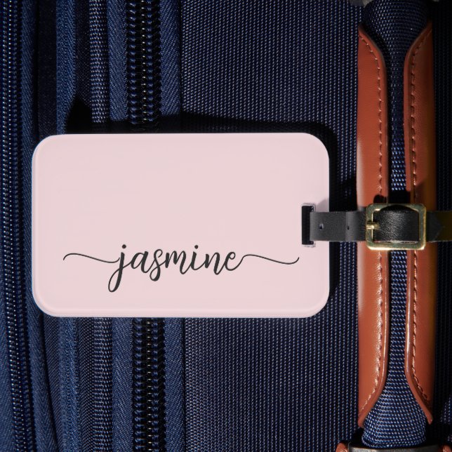Minimale einfache feminine rosafarbene Kalligrafie Gepäckanhänger (Vorderseite Insitu 4)
