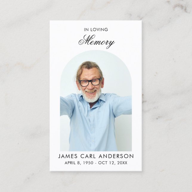 Minimale einfache Foto-Gedenkkarte Visitenkarte (Vorderseite)