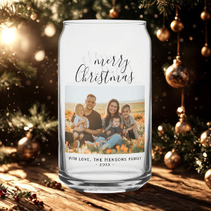 Minimale einfache Frohe Weihnachten Schrift Famili Dosenglas