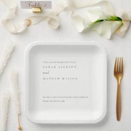 Minimale einfache Schwarz-Weiß-Typografie-Hochzeit Pappteller