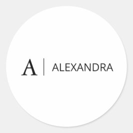 Minimale einfache schwarze Monogramm-Name Runder Aufkleber
