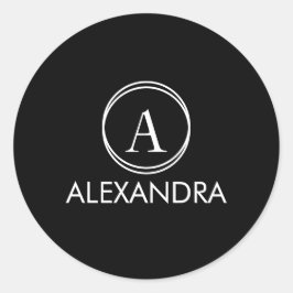 Minimale einfache schwarze Monogramm-Name Runder Aufkleber