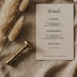 Minimale einfache schwarze und weiße Hochzeitsdeta Begleitkarte