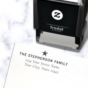 Minimale einfache Sternfisch-Familienname-Rücksend Permastempel