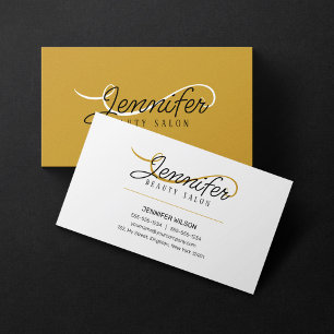 Minimale einfache weiße Gold-Schönheitssalon-Esthe Visitenkarte