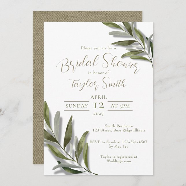 Minimale Einladung von Mediterranean Boho Chic (Vorne/Hinten)