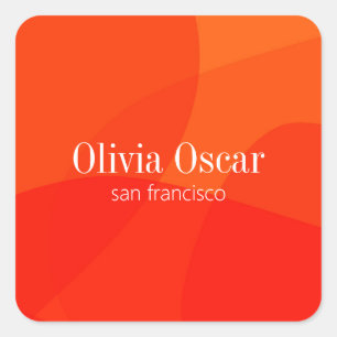 Minimale Einzigartige Abstrakte Rote Orange Kunst Quadratischer Aufkleber