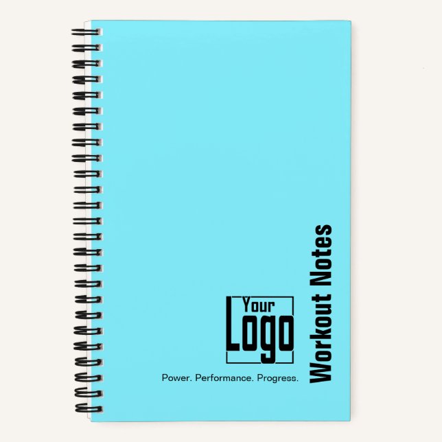 Minimale Electric-Blue Schwarze Logo-Motto-Wellnes Notizbuch (Vorderseite)
