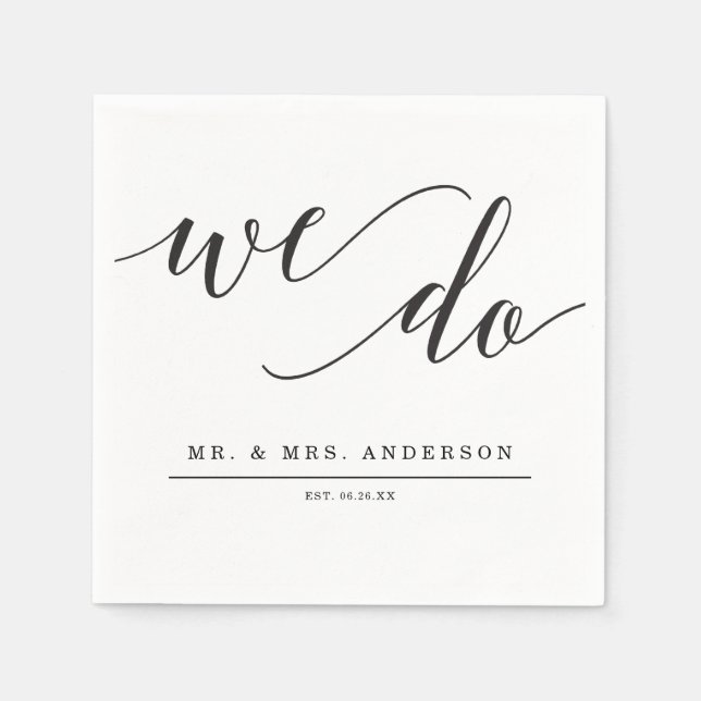 Minimale Elegance Hochzeit Cocktail Napkin Serviette (Vorderseite)