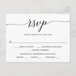 Minimale Elegance Wedding RSVP Postcard Postkarte