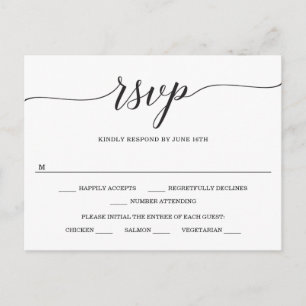 Minimale Elegance Wedding RSVP Postcard Postkarte