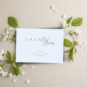 Minimale Elegant Light Blue Typografy Wedding Dankeskarte